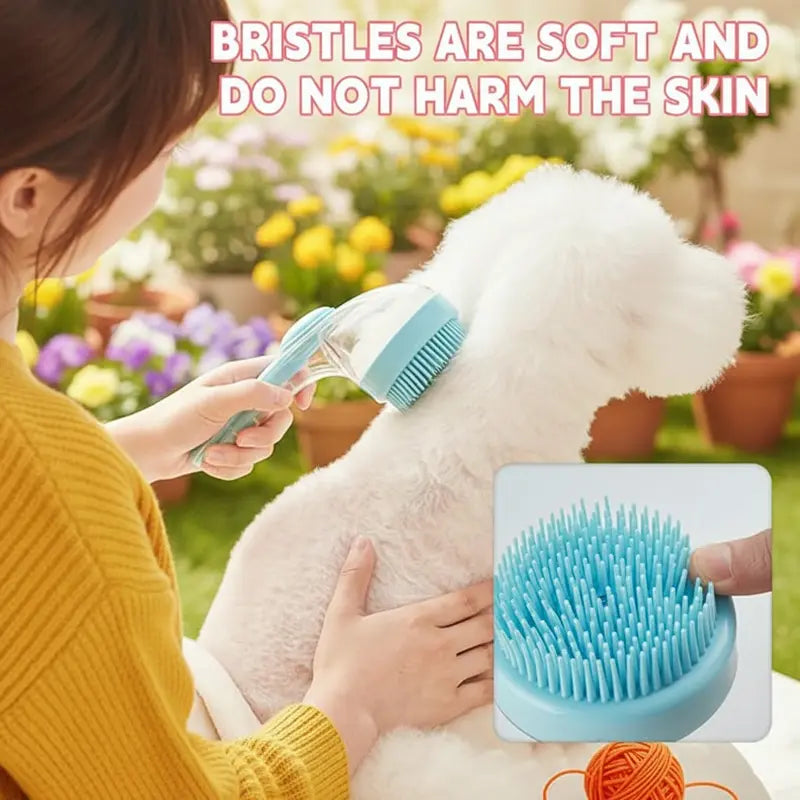 2026 New Universal 2-In-1 Pet Bath Brush - Ergo Grip, Plastic Body, Built-In Soap Dispenser, 8In×3In×4In Massage Aid, Reduces Shed While Washing, Boosts Blood Circulation for Dogs &amp; Cats (Home Supplies)