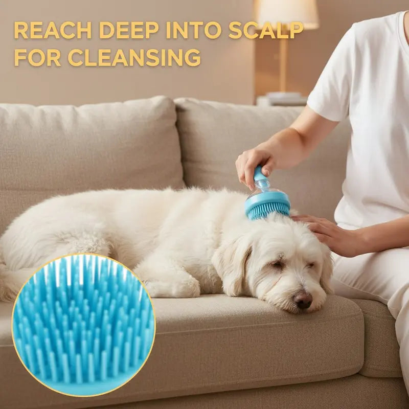 2026 New Universal 2-In-1 Pet Bath Brush - Ergo Grip, Plastic Body, Built-In Soap Dispenser, 8In×3In×4In Massage Aid, Reduces Shed While Washing, Boosts Blood Circulation for Dogs &amp; Cats (Home Supplies)