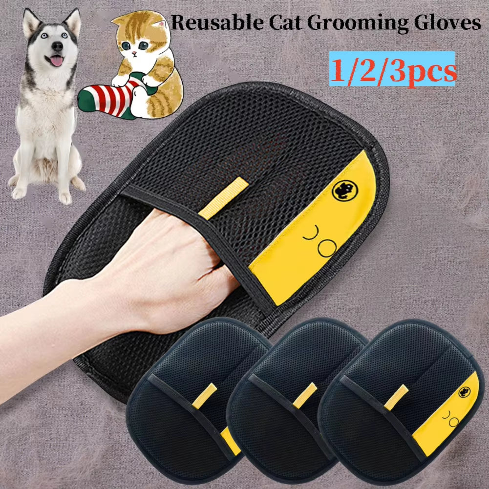 1-3PCS Pet Grooming Gloves Mitt Deshedding Brush Glove for Dog Cat Rabbit with Long Short Curly Hair Hair Cleaning Tool